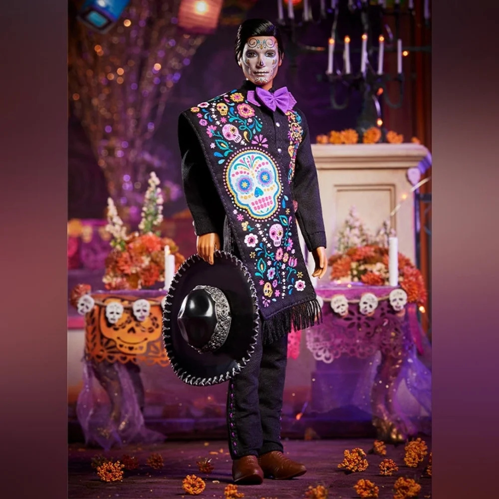 NRFB, Barbie 2021 Dia De Muertos Ken Doll Day Of The Dead, Colorfull Mattel, NEW